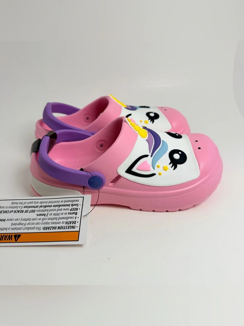 Kids' Pink Unicorn Slip-On Clog Sandals with Purple Heel Strap